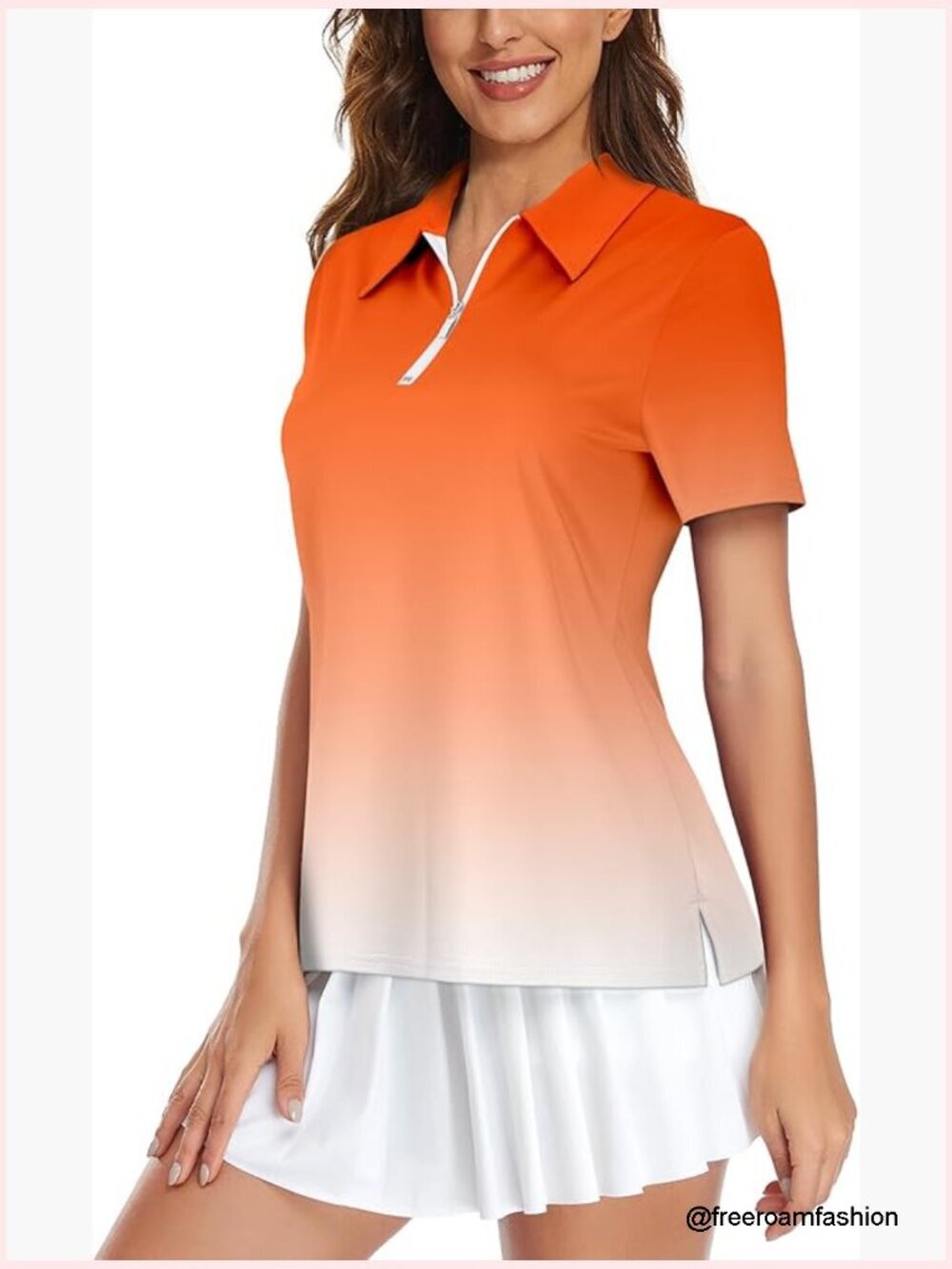 UPF 50+ Sun Protection Golf Polo Short Sleeve 1/4 Zip Quick Dry Athletic Top